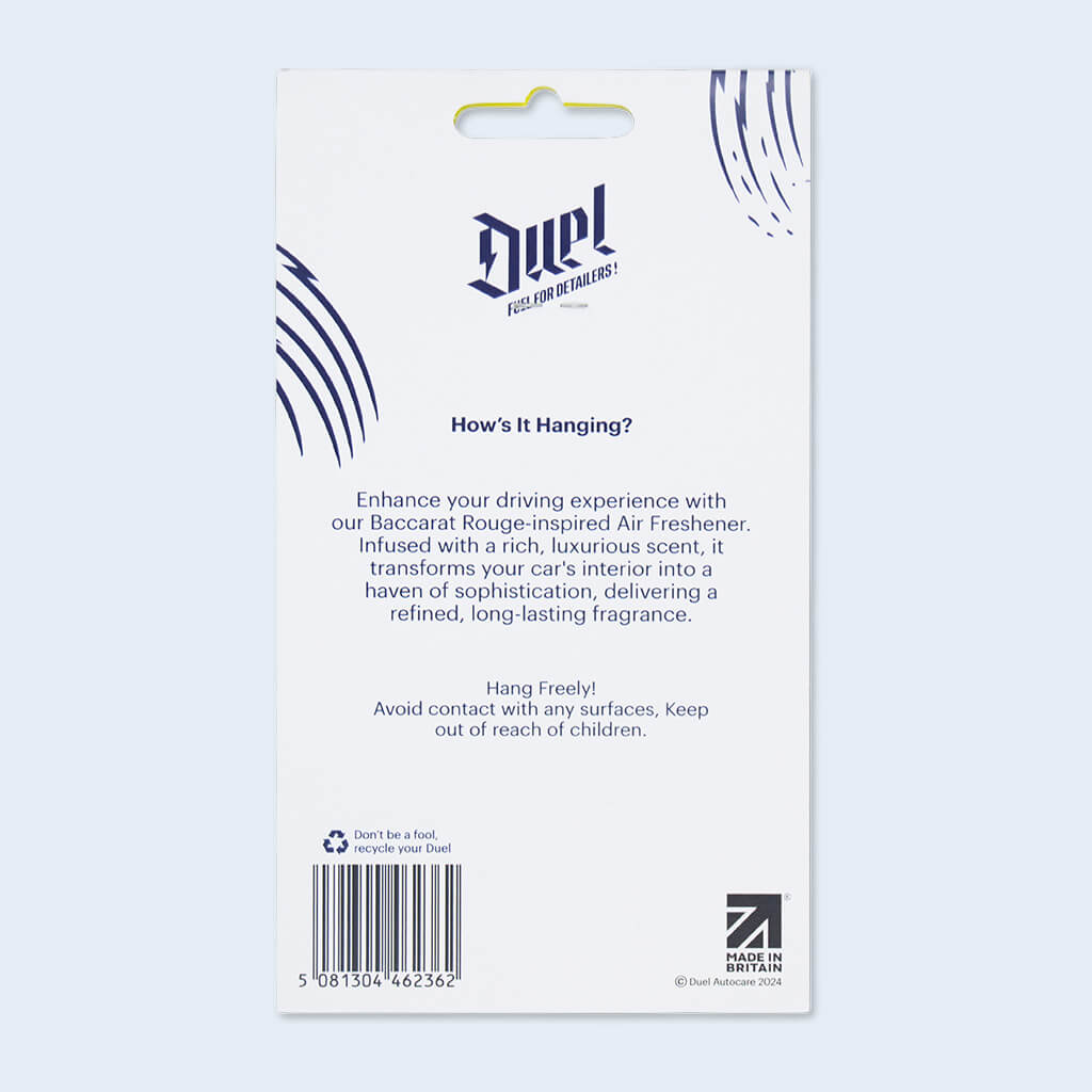 Duel Autocare Hanging Air Freshener Baccarat Rouge